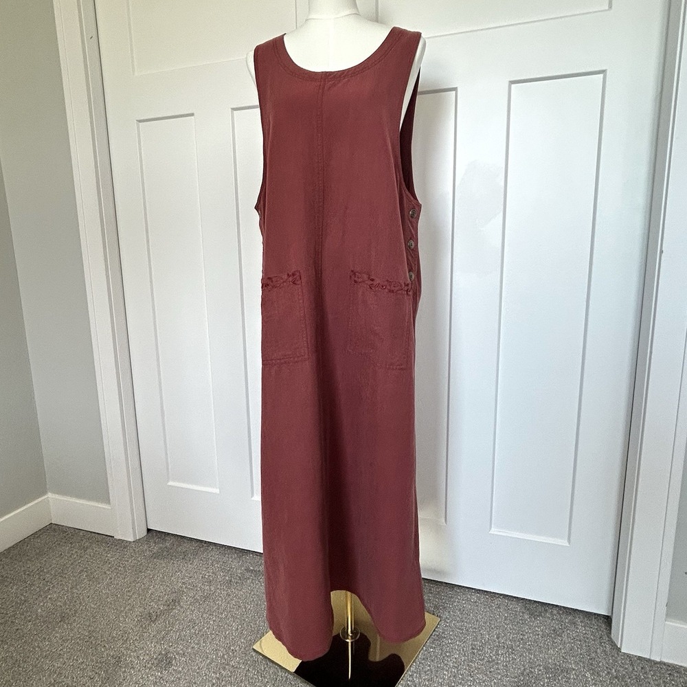 HSZ Studio Women's Maxi Dress –Size Large - Terra Cotta - Cottagecore Lagenlook